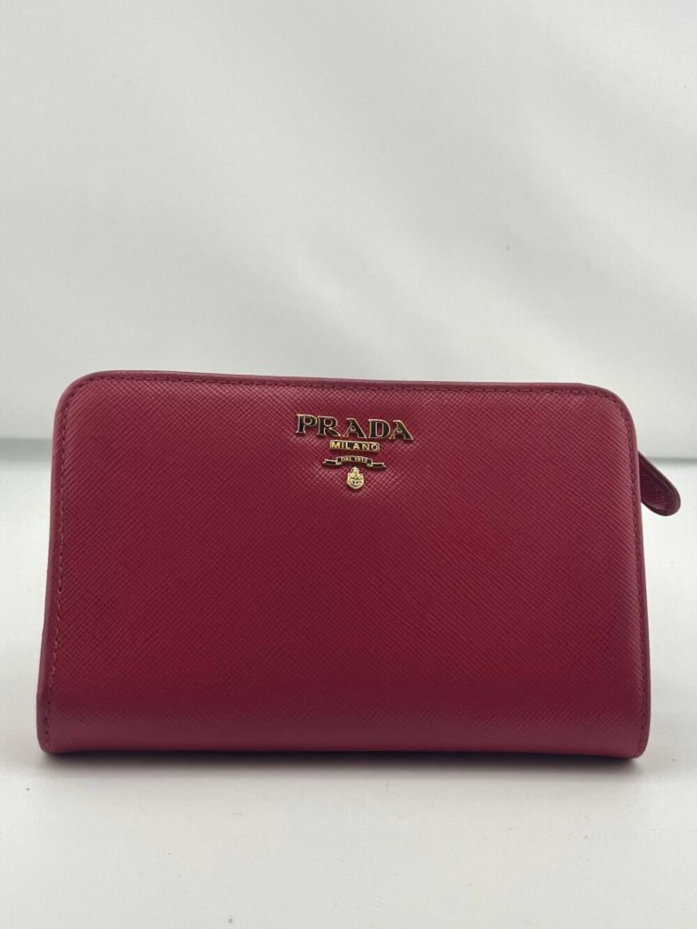 Like New, Prada Saffiano Leather Wallet, Pink, Compact